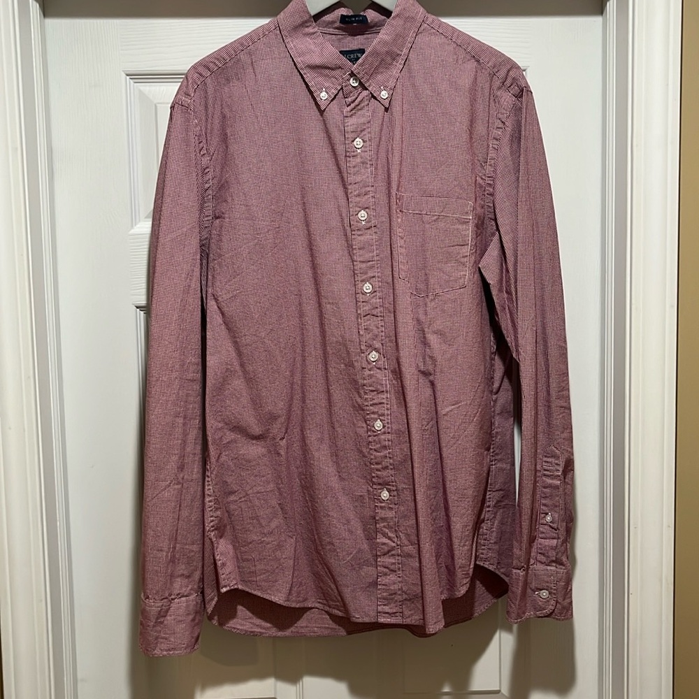 Men’s J.Crew button-down, slim fit size large red ￼